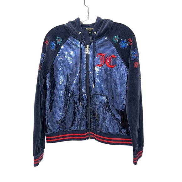 Juicy Couture Jackets & Blazers - NWT Juicy Couture Regal Lux Sequins Velour Robertson Jacket Hoodie women's sz M